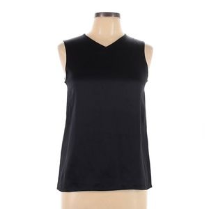 NWT Giorgio Armani Black Silk V-neck Top Blouse Size M
